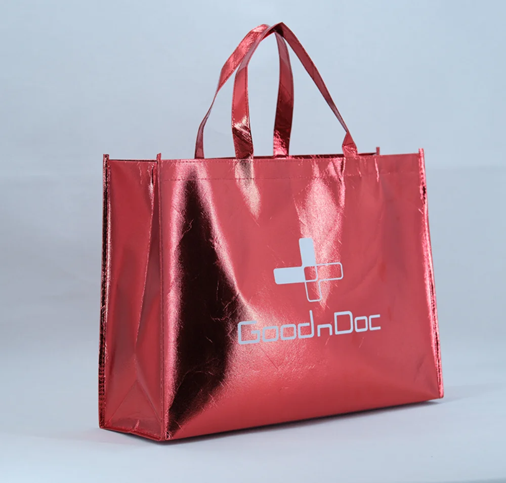 Fashion Red Metallic laminated non woven laminated bags for shopping - PNWG-2324