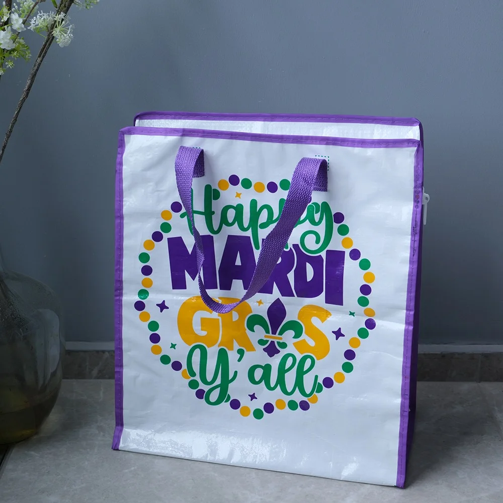 Customized design Offset Printing Pp Webbing Handles PP Woven shopping bag with Zipper - PW23R013 - Detail