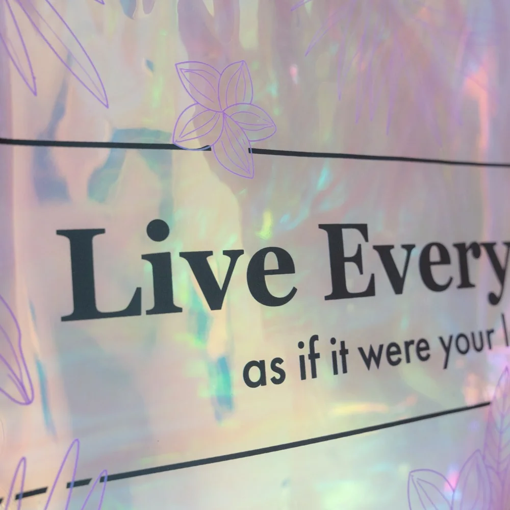 Custom logo printing webbing Handles Laser Transparent Hologram Clear PVC Tote Bag - RG23PV02 - Detail