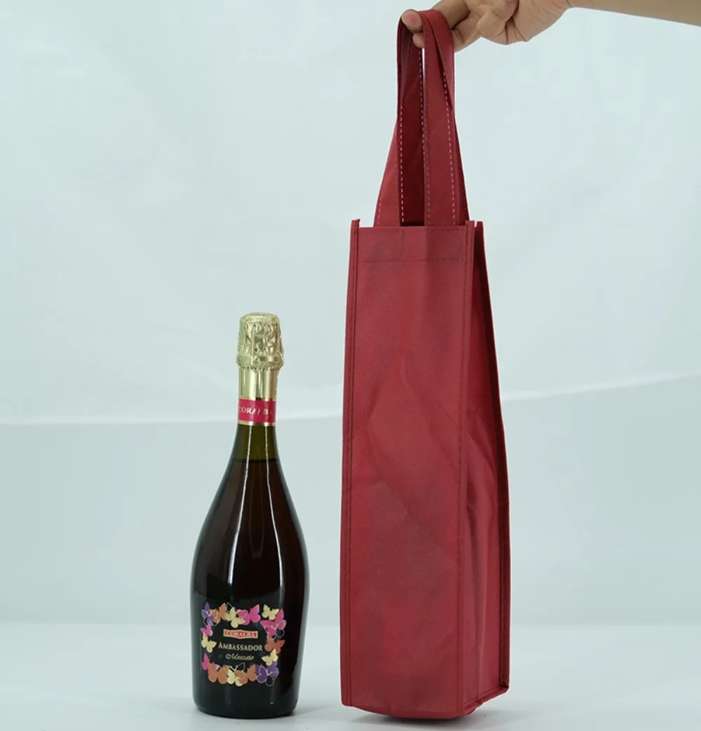 Cheapest reusable Non Woven gift wine tote bags for One Bottle wine - WB-1904 - Detail