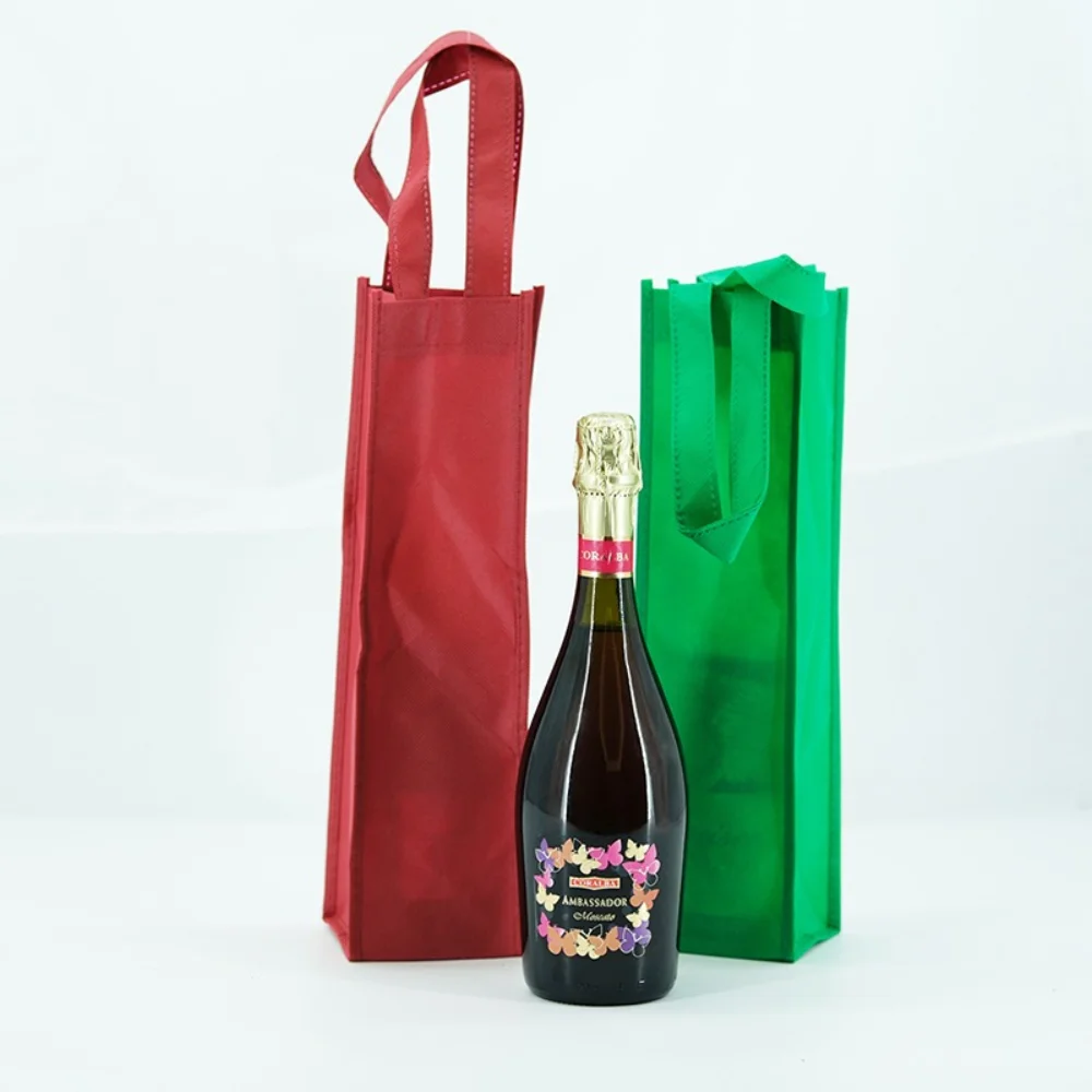 Cheapest reusable Non Woven gift wine tote bags for One Bottle wine - WB-1904