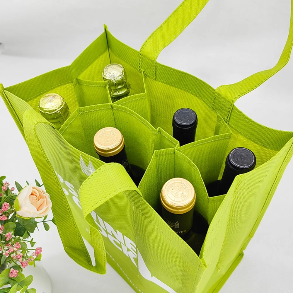 6 bottle wine bag with printed logo reusable non woven gift shopping wine bags - WB-2302 - Detail